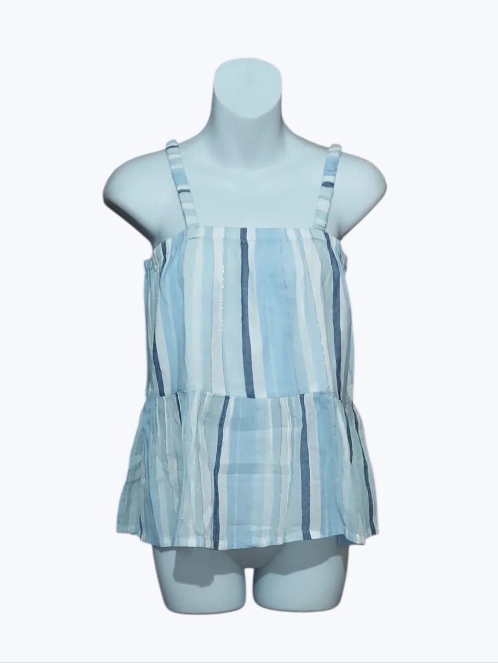 NWT Sugar & JadeTween Girls Striped Babydoll Tank Top - blue XXL 20/22